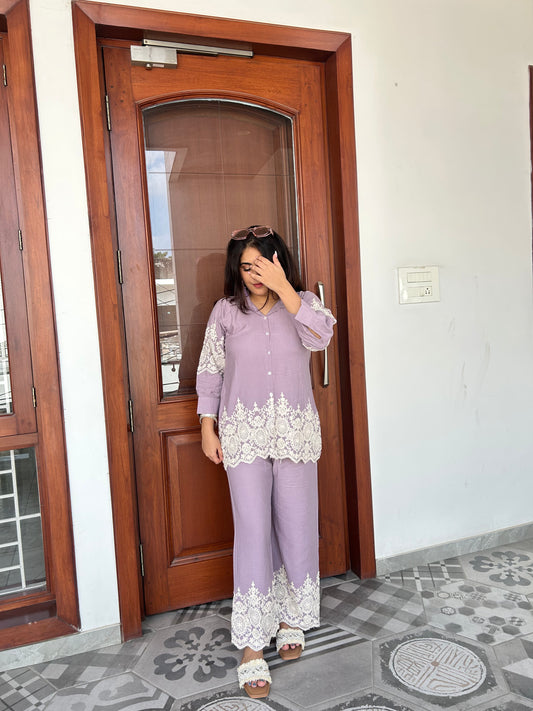 Lilac Co-ord Set with Embroidery