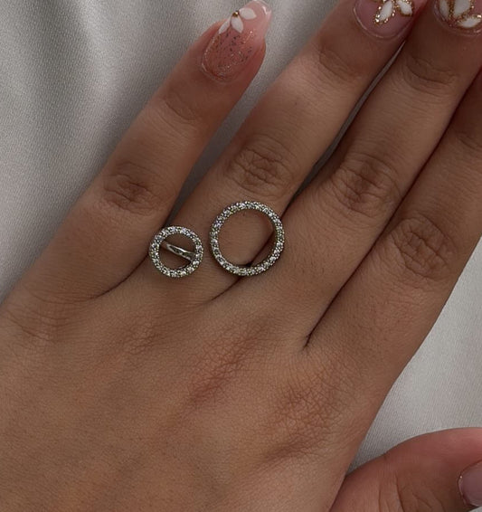 Duo bling ring silver