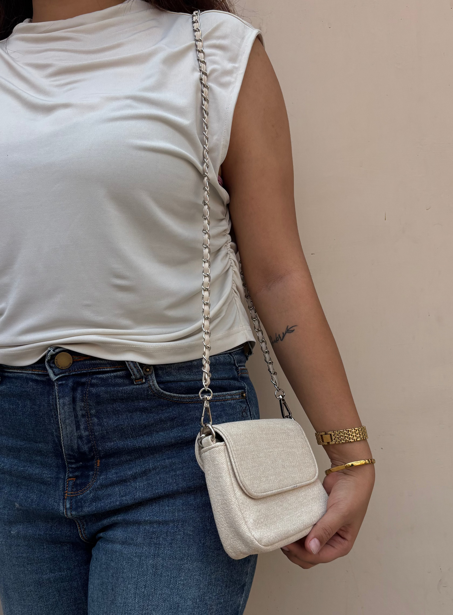 White Denim purse