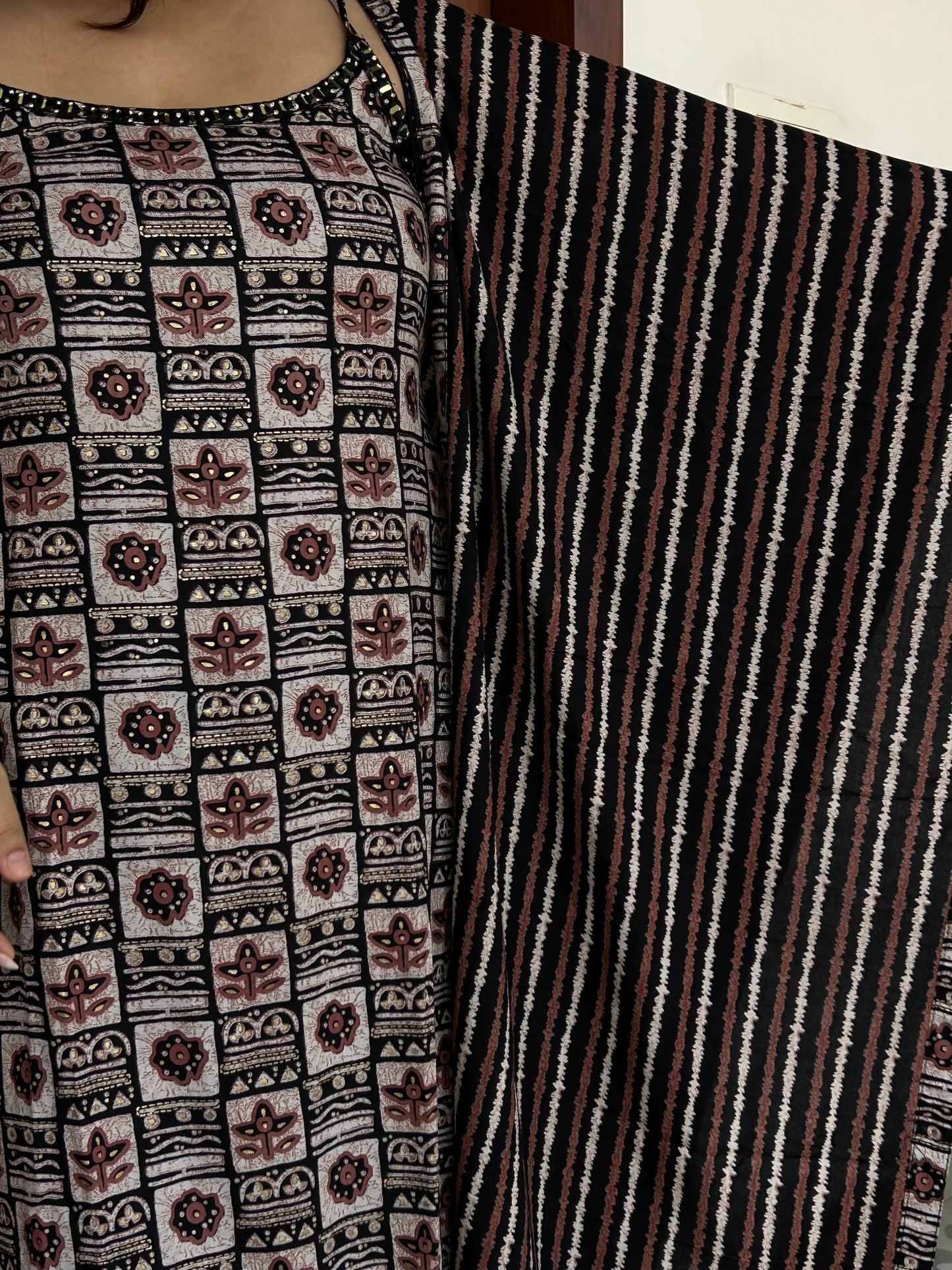 Brown Cotton Suit Set