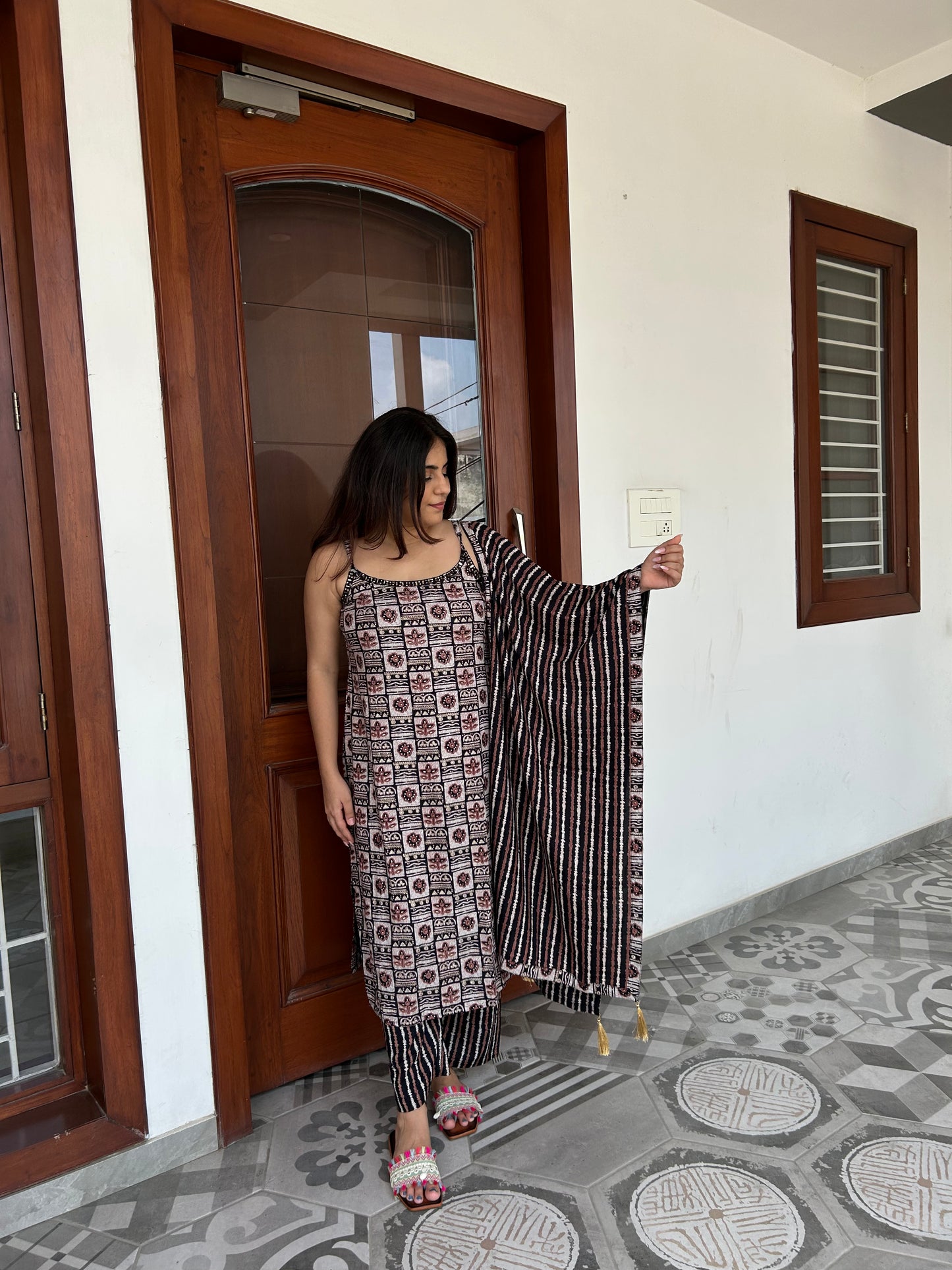 Brown Cotton Suit Set