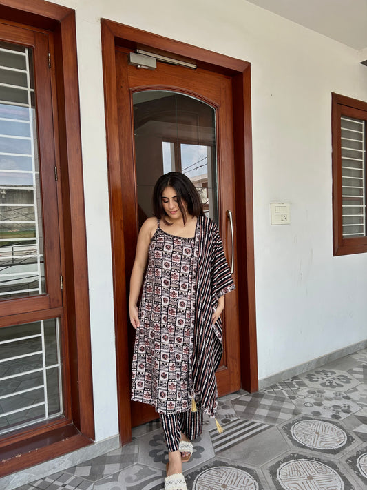 Brown Cotton Suit Set