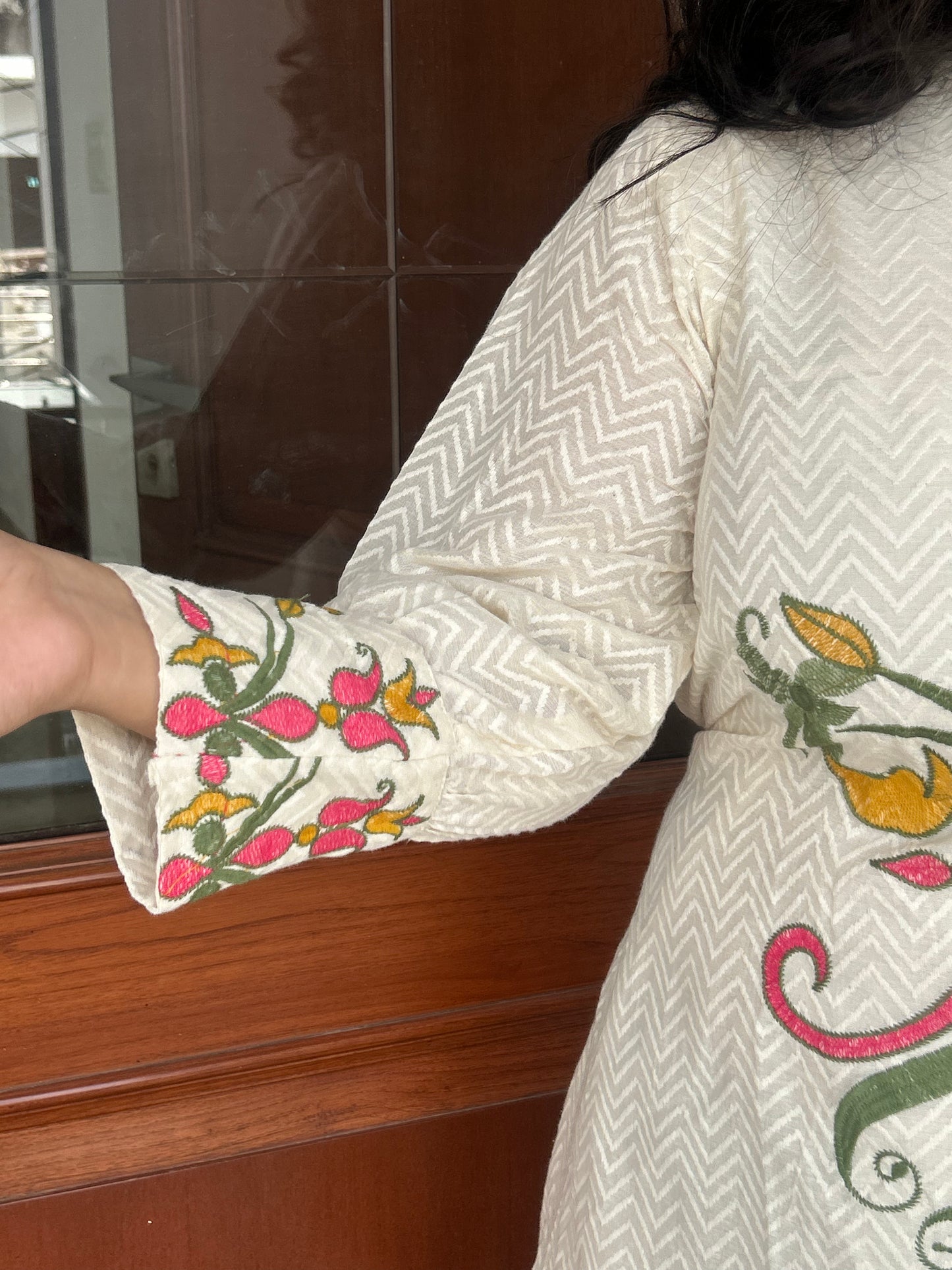 White Dress with Colourful Prints