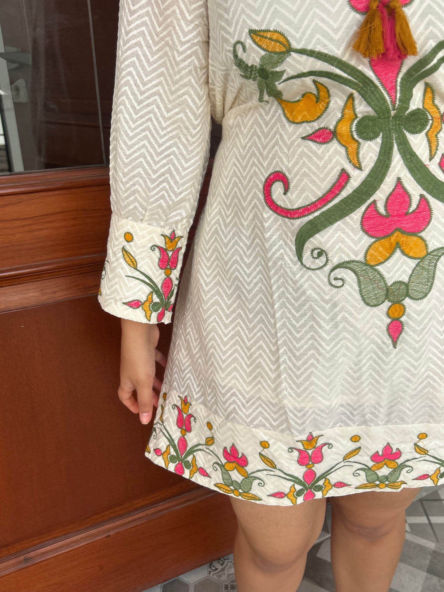 White Dress with Colourful Prints