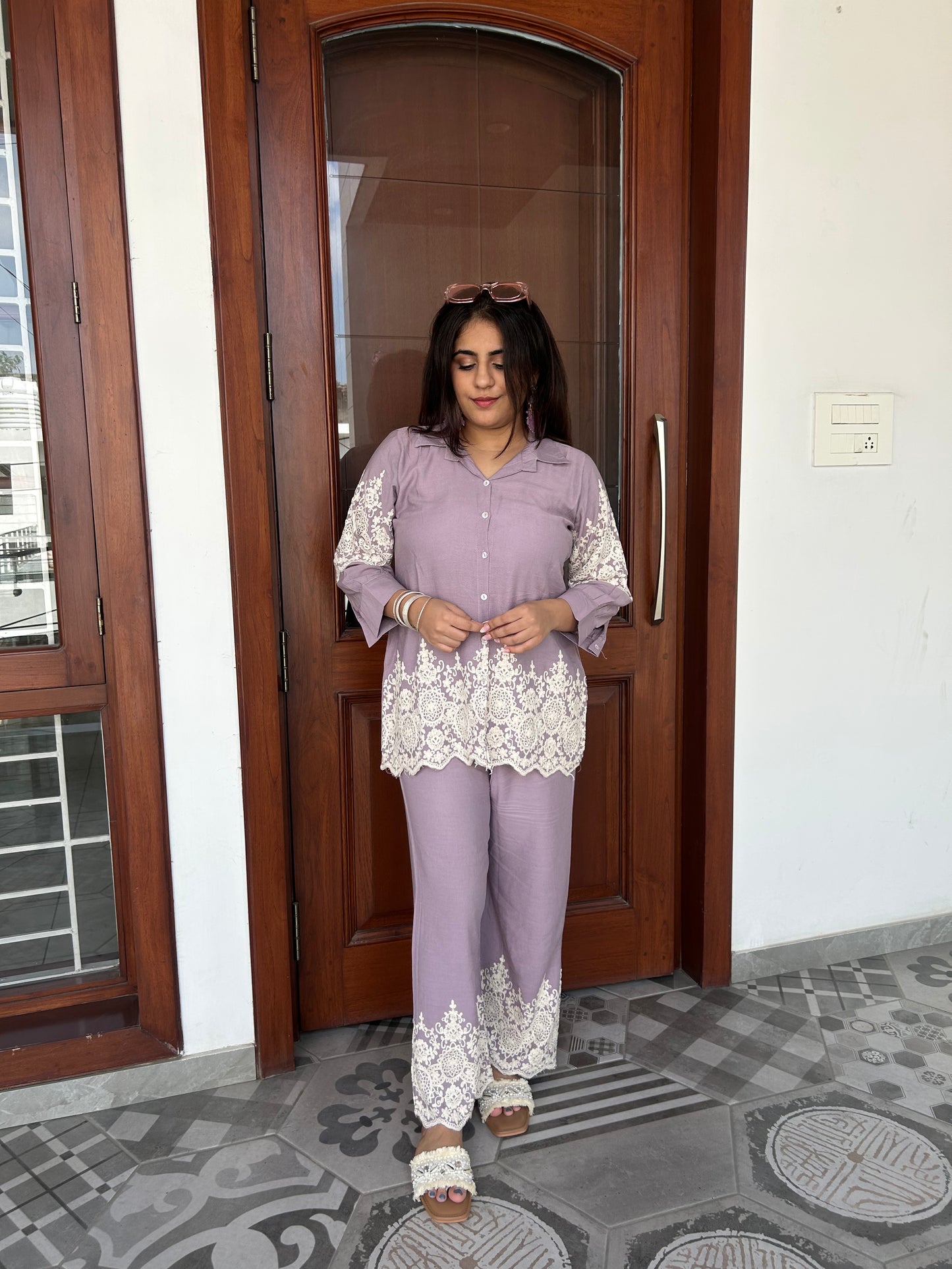 Lilac Co-ord Set with Embroidery
