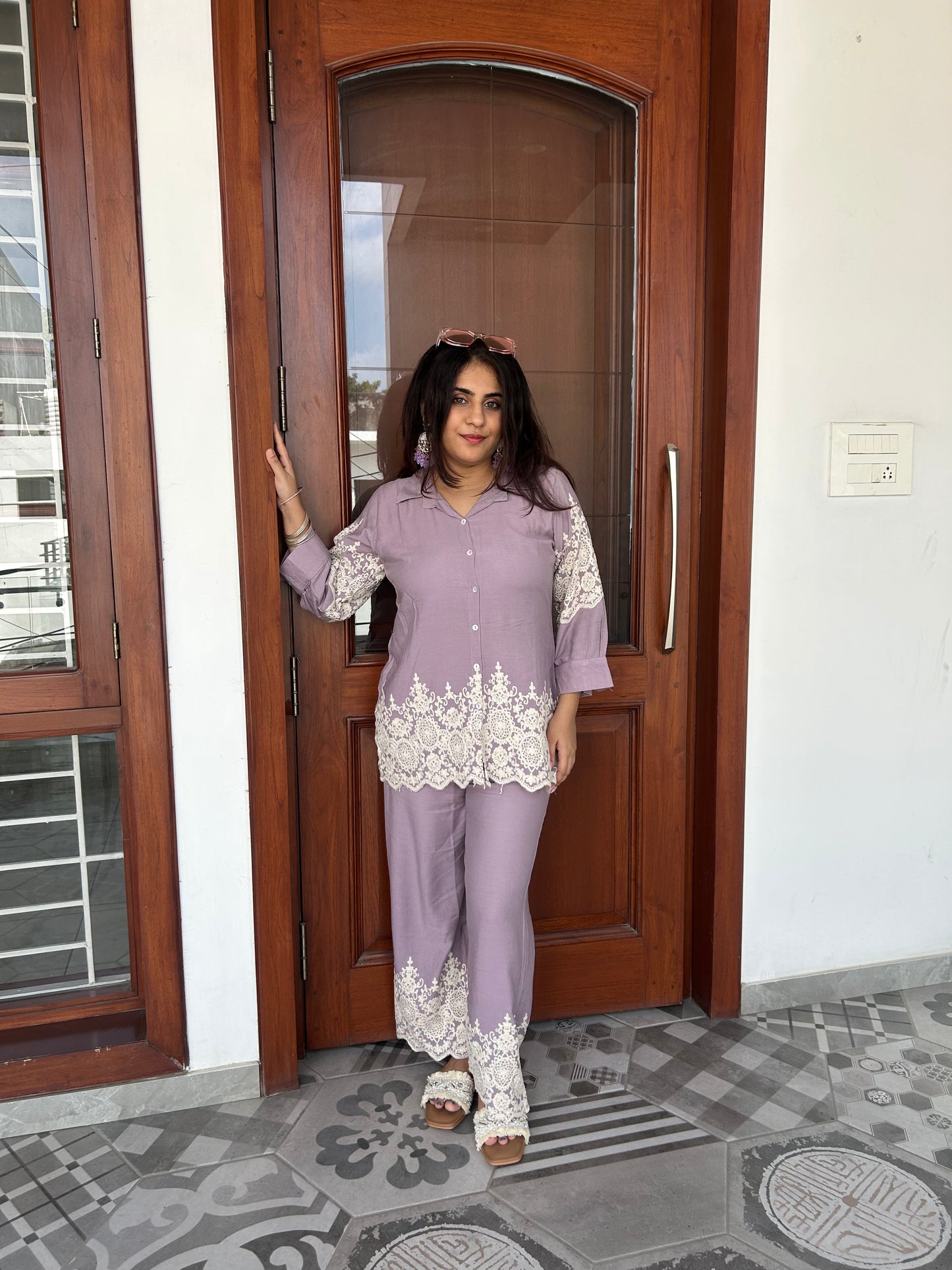 Lilac Co-ord Set with Embroidery