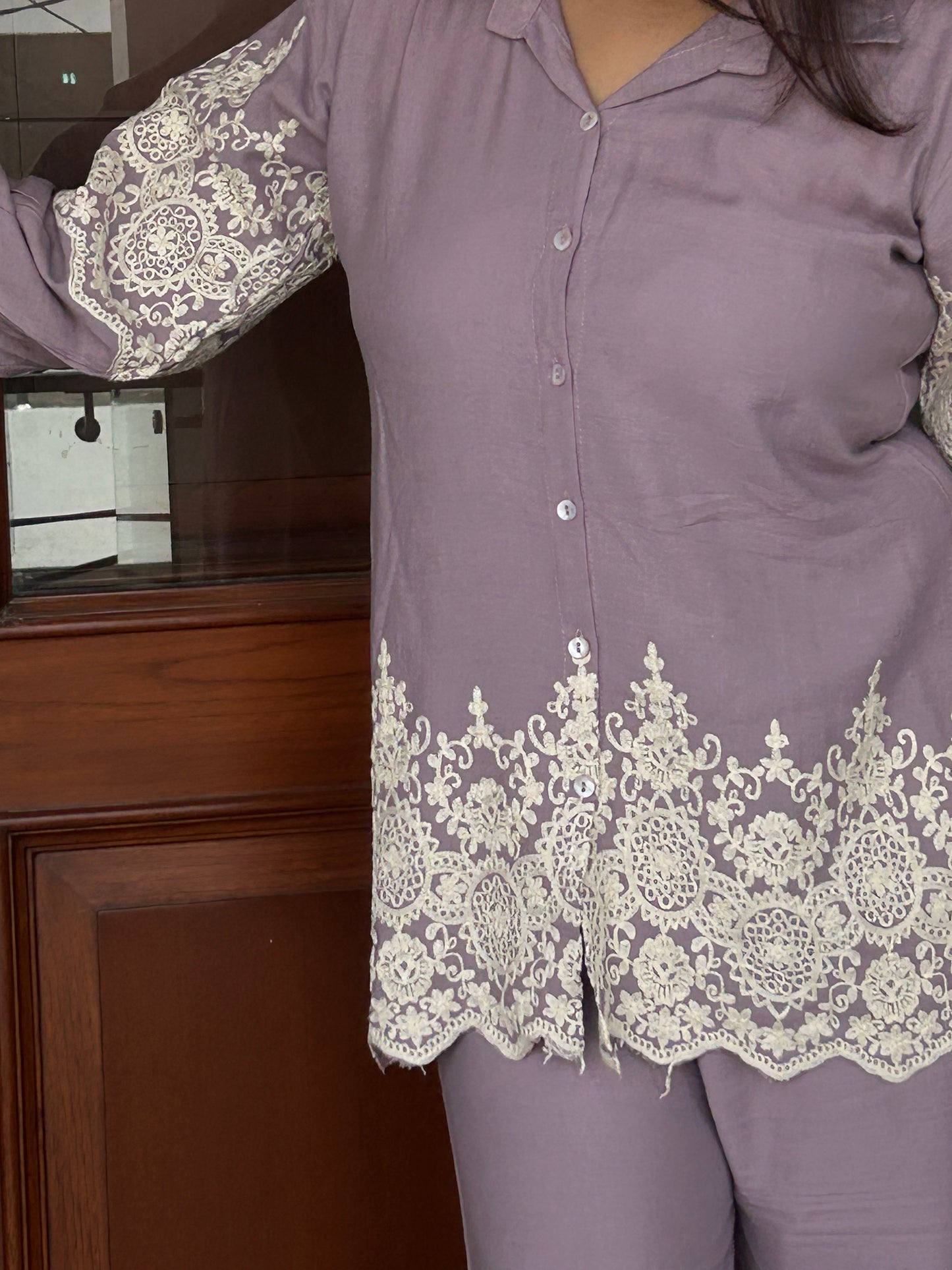 Lilac Co-ord Set with Embroidery