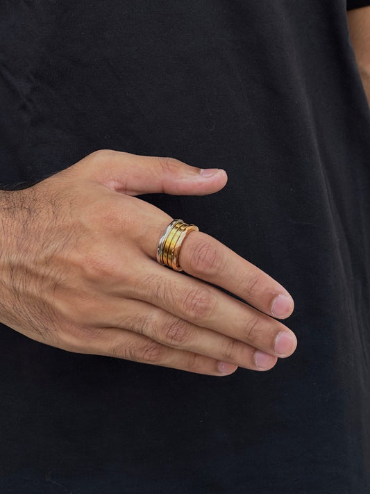 Chunky Mixed Metal Mens Ring