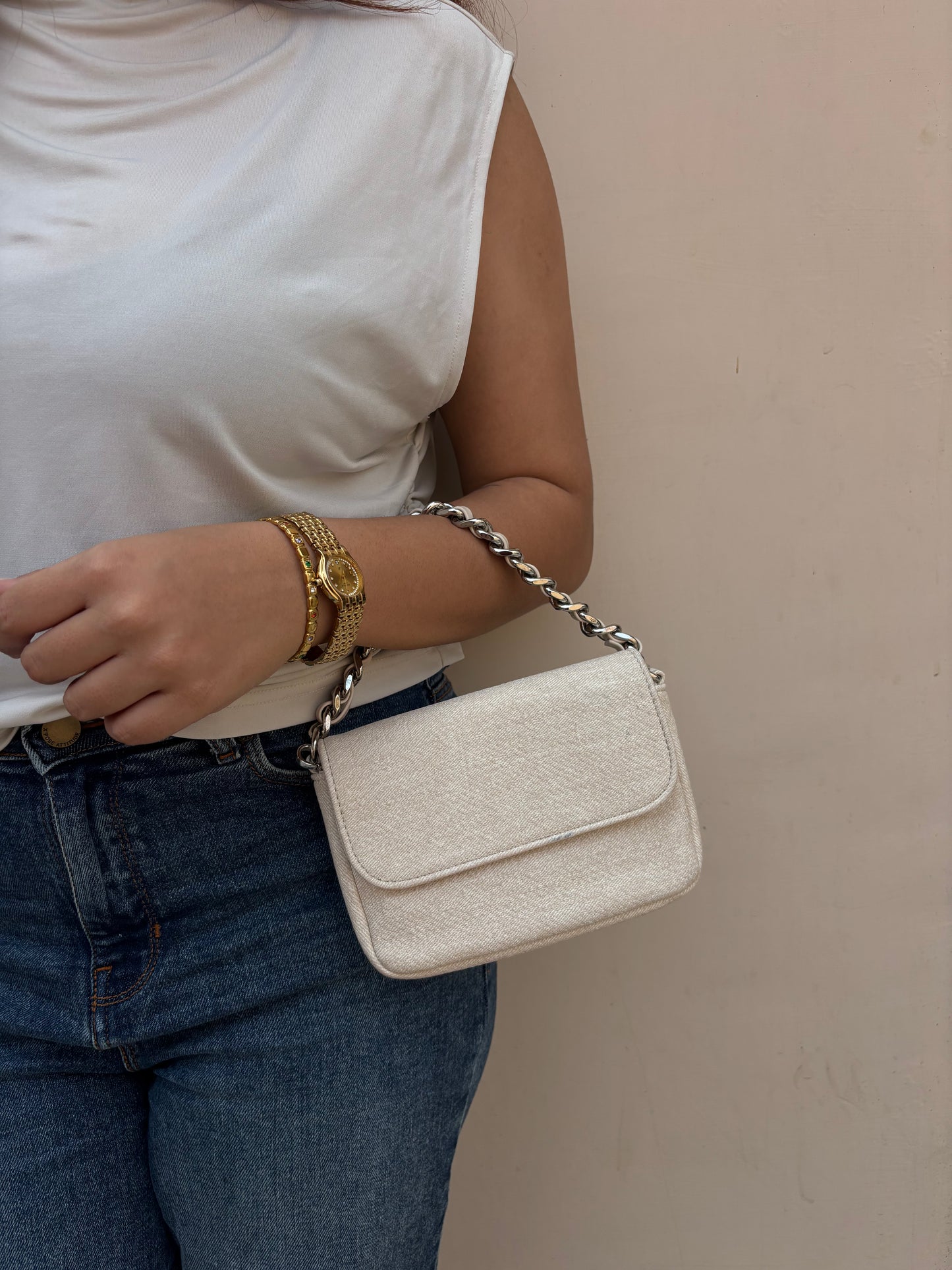 White Denim purse