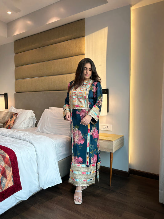 Midnight Bloom Embroidered Dress